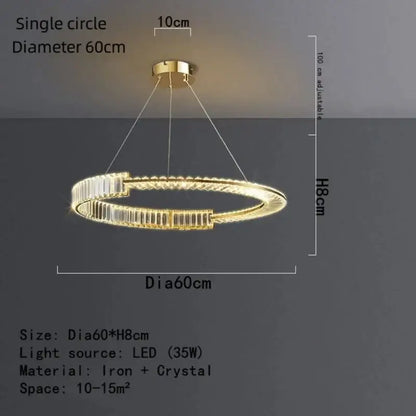 Modern gold spiral crystal led pendant chandelier dining room