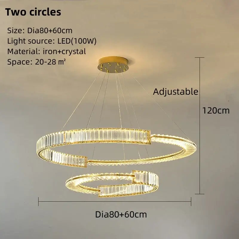 Modern gold spiral crystal led pendant chandelier dining room