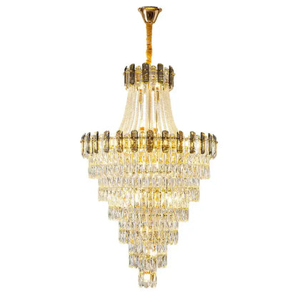 Modern gold spiral crystal chandelier staircase pendant light
