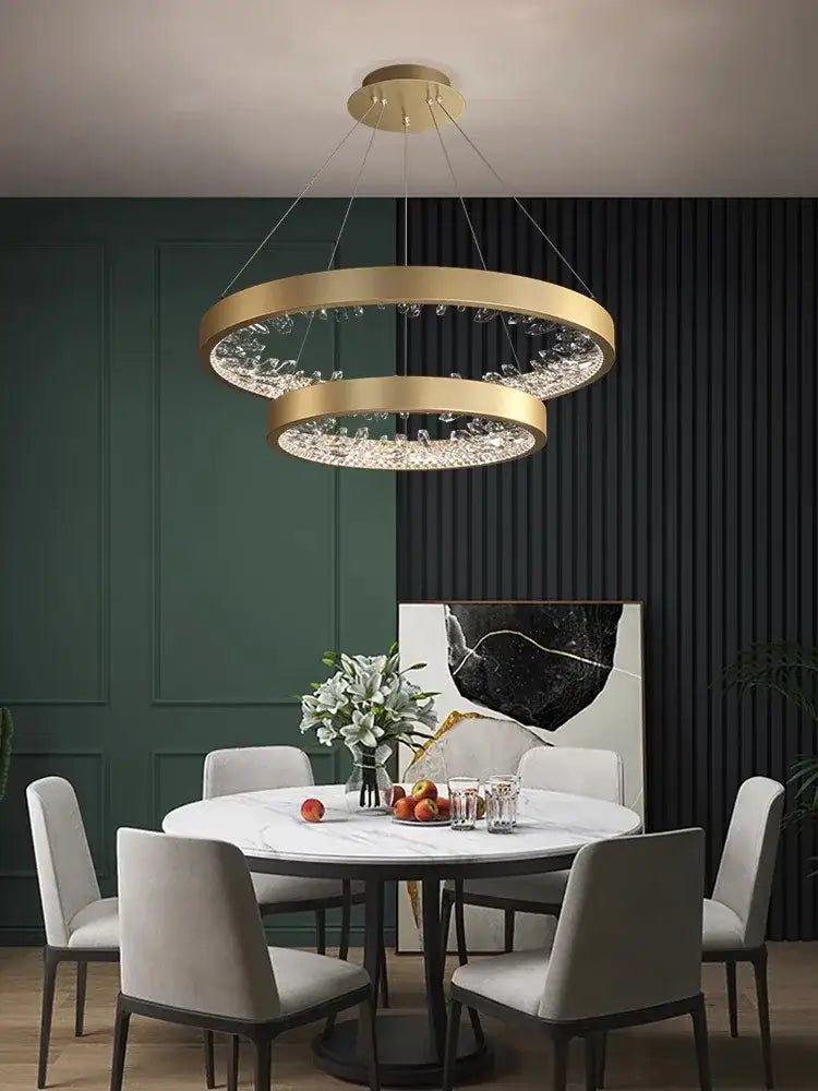 Modern gold spiral crystal led chandelier dining room light