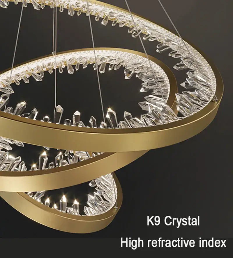 Modern gold spiral crystal led chandelier dining room light