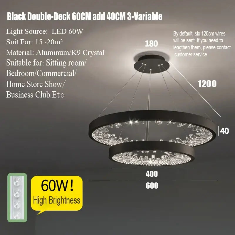 Modern gold spiral crystal led chandelier dining room light