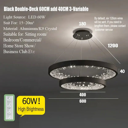 Modern gold spiral crystal led chandelier dining room light