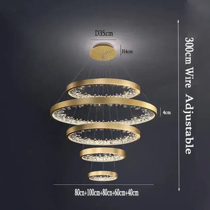 Modern gold spiral crystal led chandelier dining room light