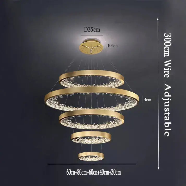 Modern gold spiral crystal led chandelier dining room light