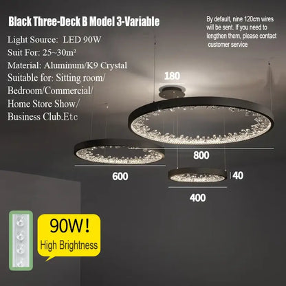 Modern gold spiral crystal led chandelier dining room light