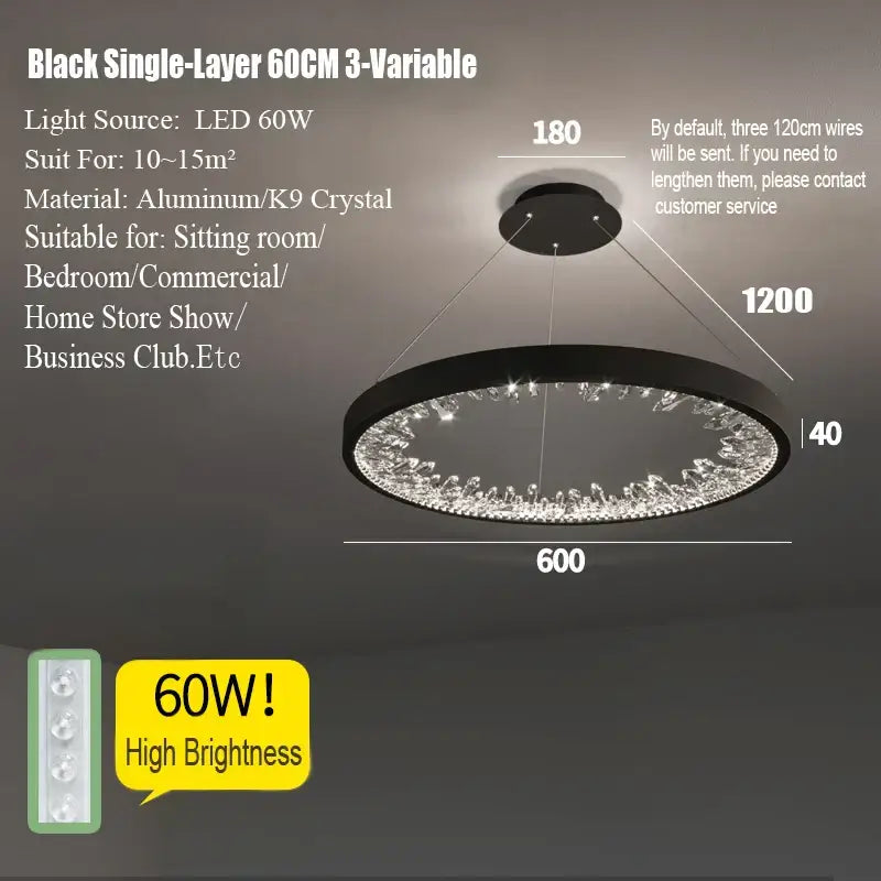 Modern gold spiral crystal led chandelier dining room light
