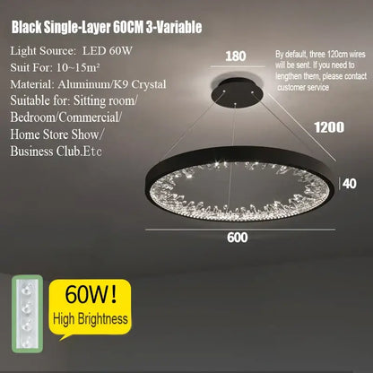 Modern gold spiral crystal led chandelier dining room light