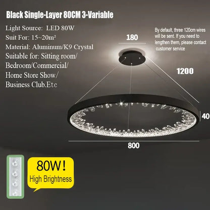 Modern gold spiral crystal led chandelier dining room light