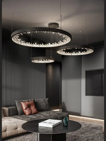 Modern gold spiral crystal led chandelier dining room light