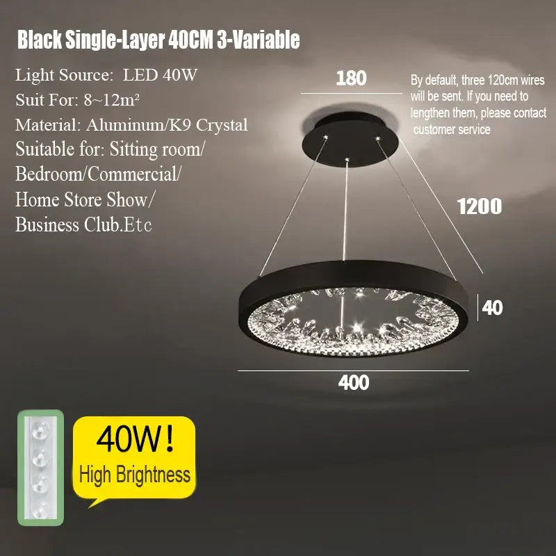 Modern gold spiral crystal led chandelier dining room light