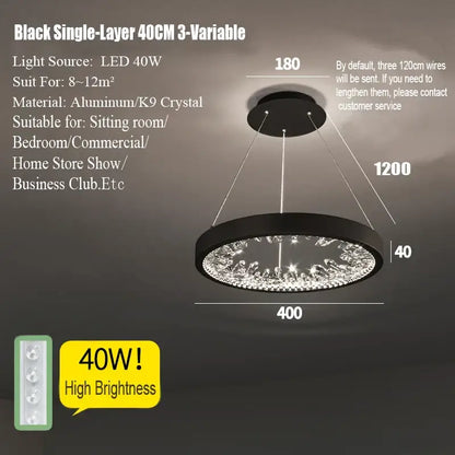 Modern gold spiral crystal led chandelier dining room light