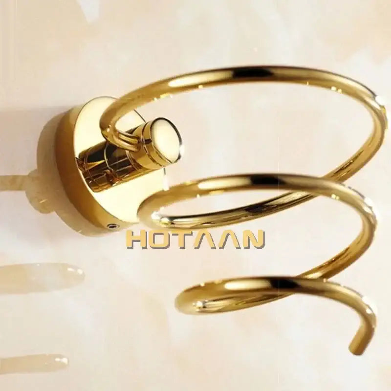 Modern gold spiral hair dryer holder bathroom anti rust rack