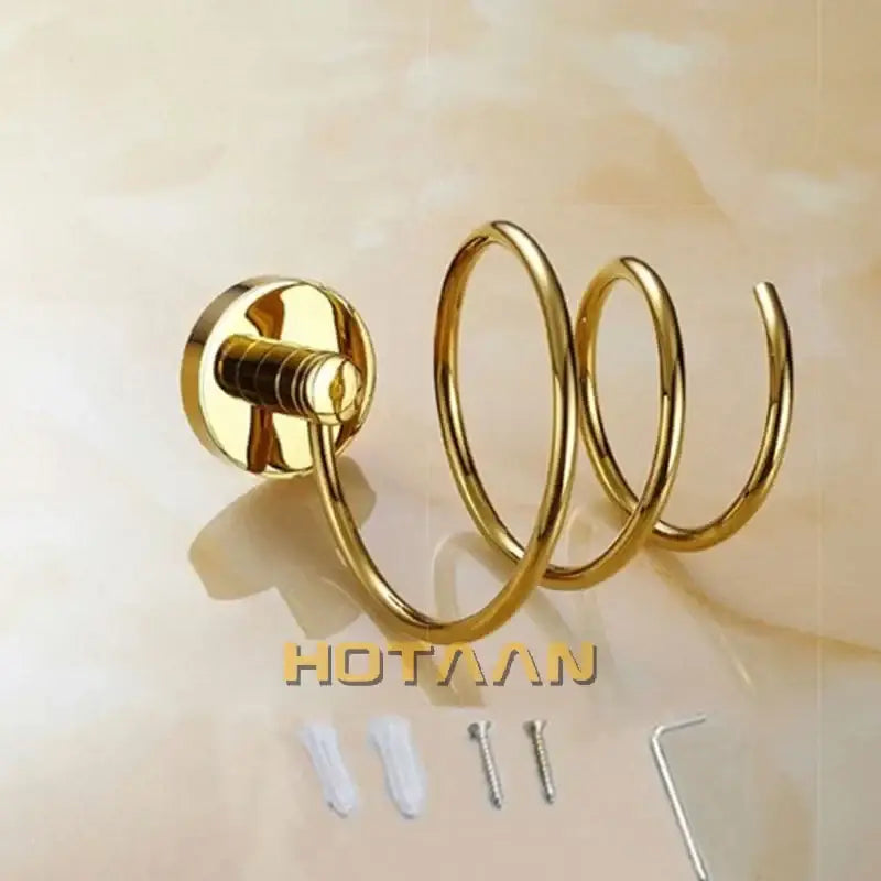 Modern gold spiral hair dryer holder bathroom anti rust rack