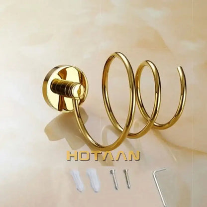 Modern gold spiral hair dryer holder bathroom anti rust rack