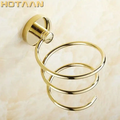Modern gold spiral hair dryer holder bathroom anti rust rack