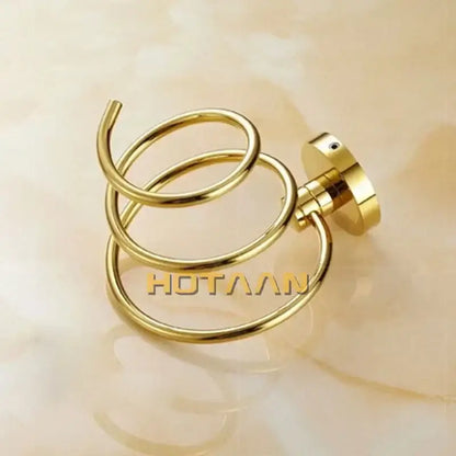 Modern gold spiral hair dryer holder bathroom anti rust rack