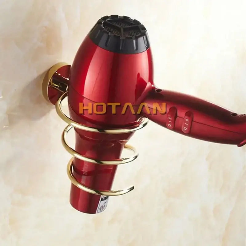 Modern gold spiral hair dryer holder bathroom anti rust rack