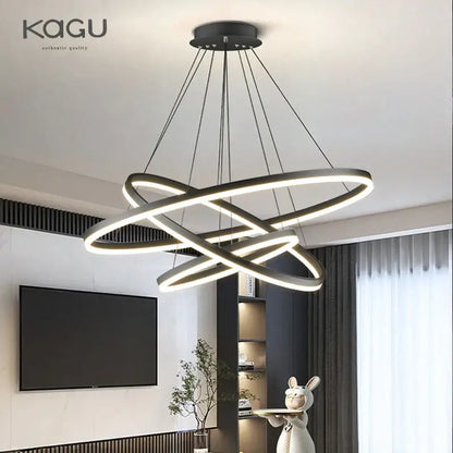 Modern gold spiral ring pendant light for dining room