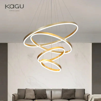 Modern gold spiral ring pendant light for dining room