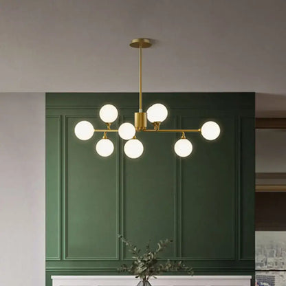 Modern gold sputnik chandelier with white glass shades living room