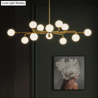 Modern gold sputnik chandelier with white glass shades living room