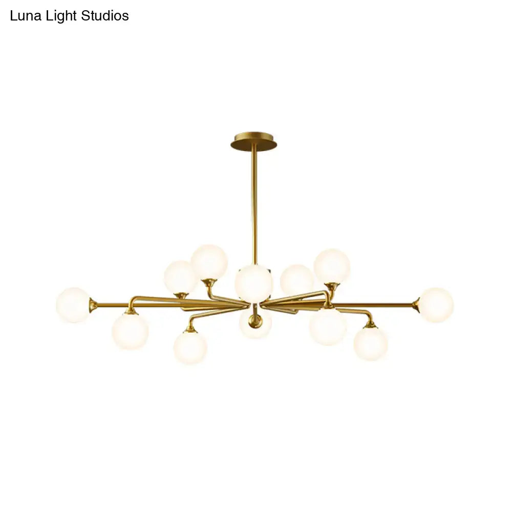 Modern gold sputnik chandelier with white glass shades living room