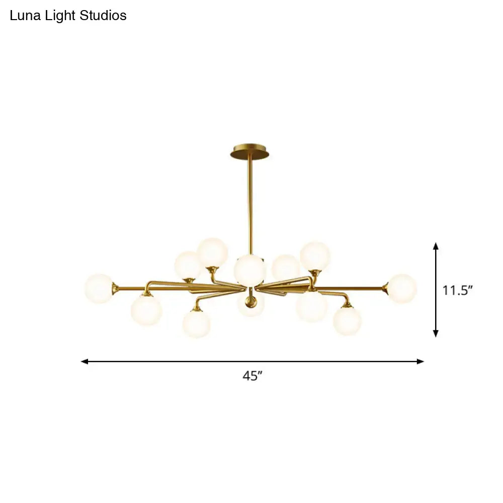 Modern gold sputnik chandelier with white glass shades living room