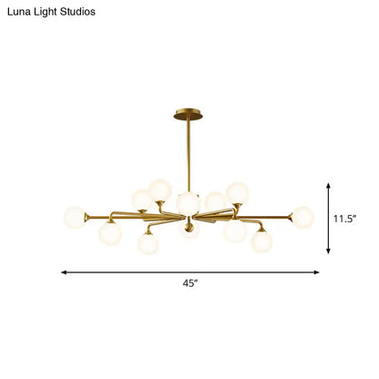 Modern gold sputnik chandelier with white glass shades living room