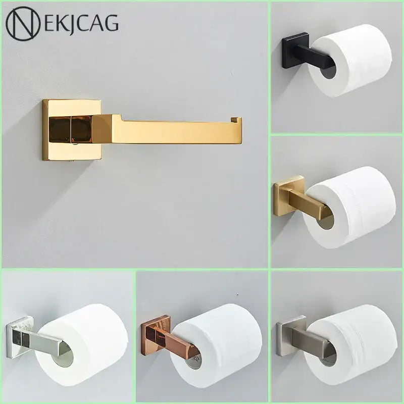 Modern gold square paper holder bathroom wall mount