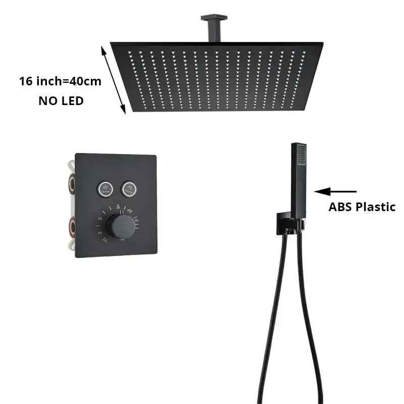Modern gold square rainfall shower faucet mixer set bathroom