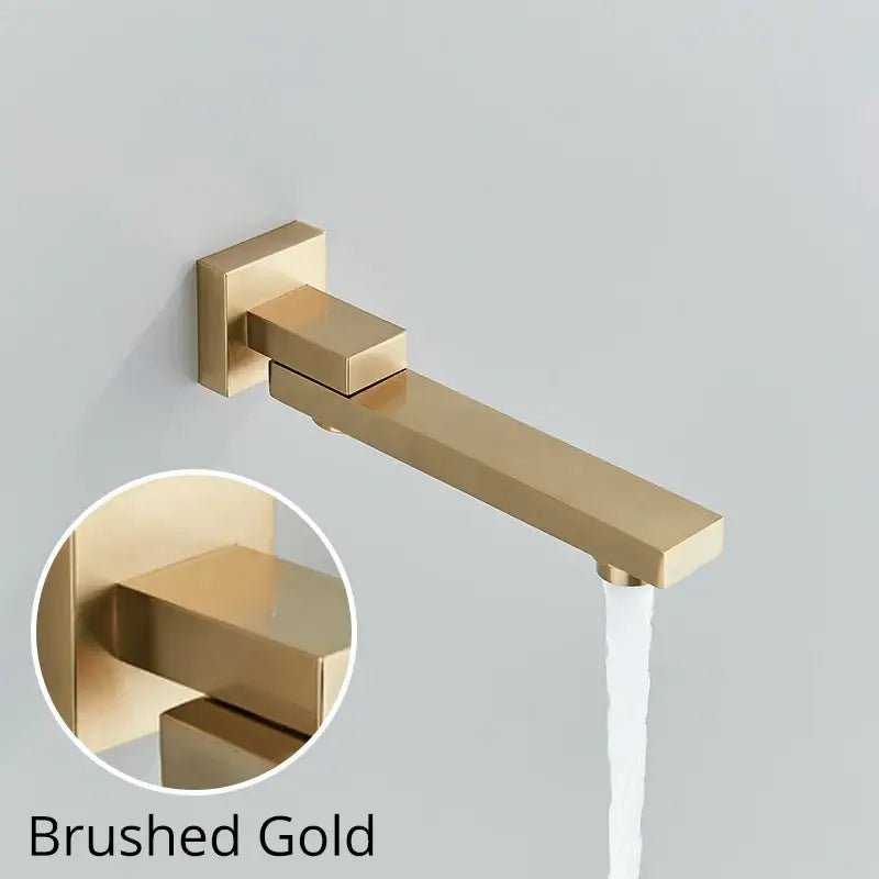 Modern gold square rainfall shower faucet mixer set bathroom