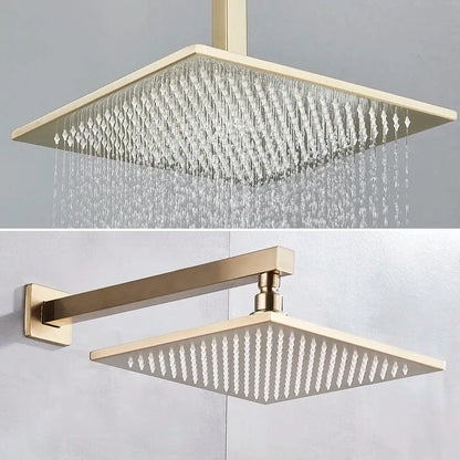 Modern gold square rainfall shower faucet mixer set bathroom