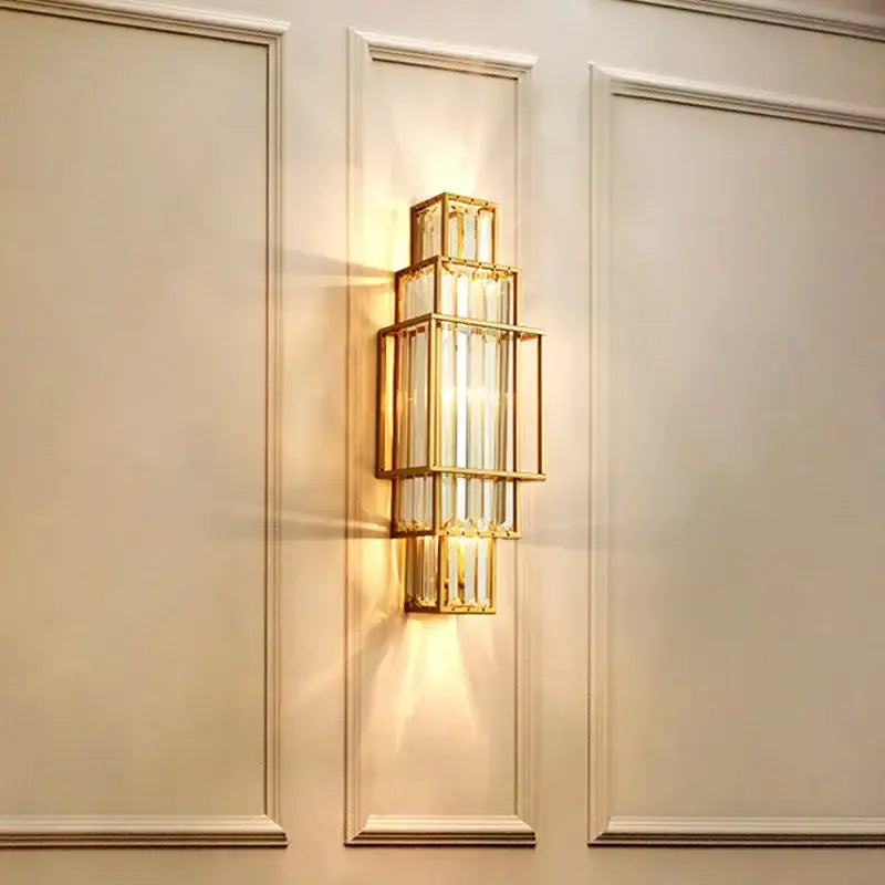 Modern gold stacked crystal wall lamp bedroom luxury lighting
