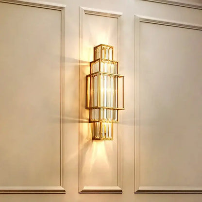 Modern gold stacked crystal wall lamp bedroom luxury lighting