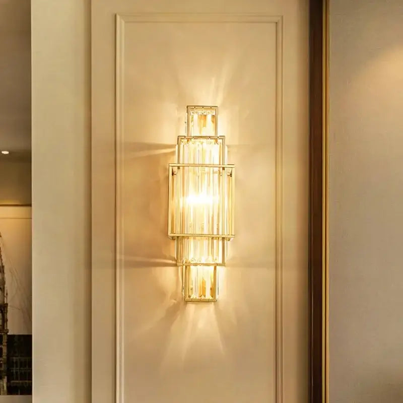 Modern gold stacked crystal wall lamp bedroom luxury lighting