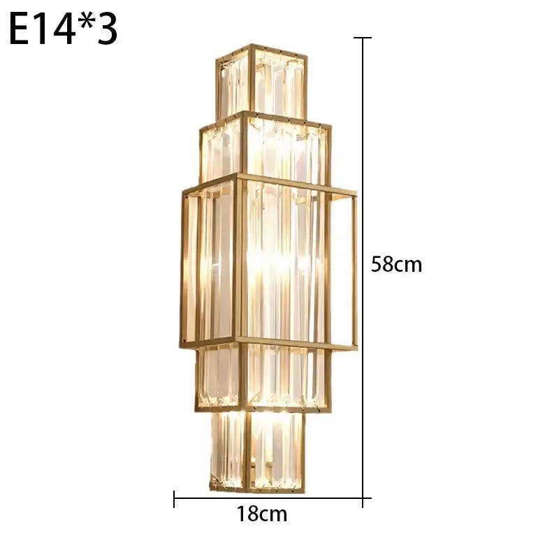 Modern gold stacked crystal wall lamp bedroom luxury lighting