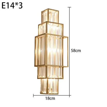 Modern gold stacked crystal wall lamp bedroom luxury lighting