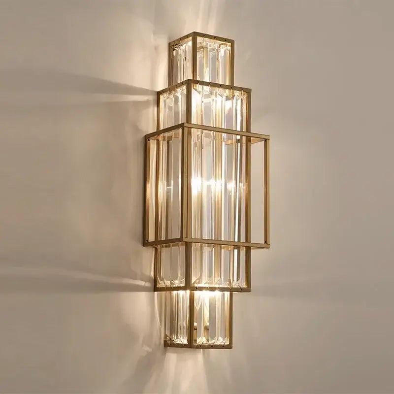 Modern gold stacked crystal wall lamp bedroom luxury lighting
