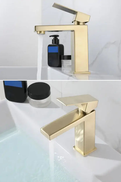 Modern gold stainless steel basin faucet bathroom hot cold mixer