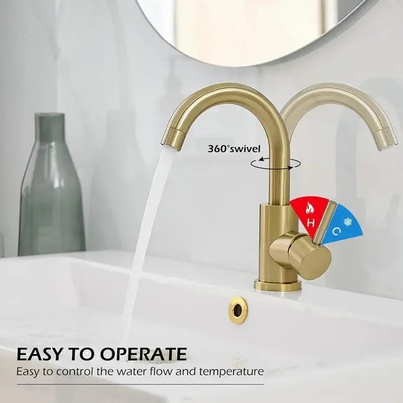 Modern gold stainless steel basin faucet bathroom sink tap