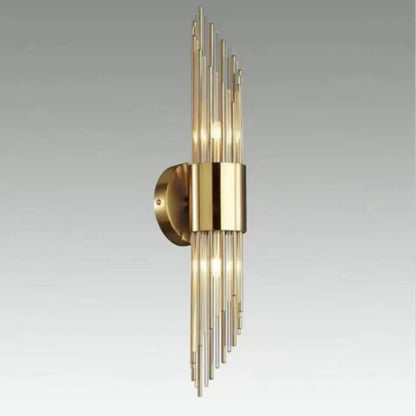 Modern gold stainless steel fluted glass wall sconce for bedroom
