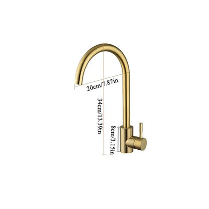 Modern gold stainless steel kitchen faucet curved spout mixer tap