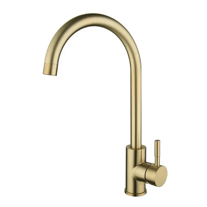 Modern gold stainless steel kitchen faucet curved spout mixer tap