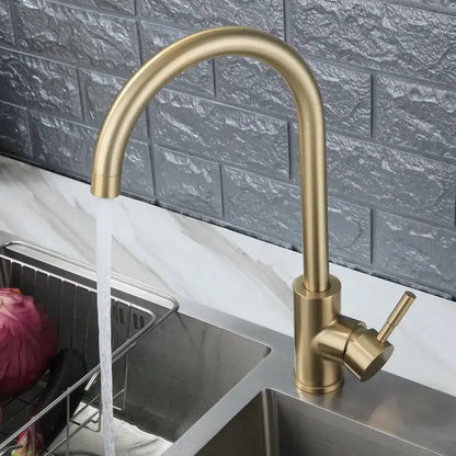 Modern gold stainless steel kitchen faucet curved spout mixer tap