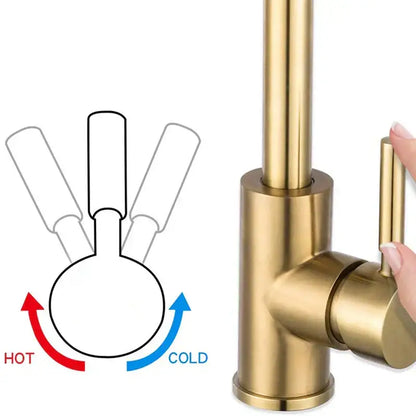 Modern gold stainless steel kitchen faucet curved spout mixer tap