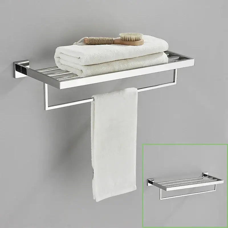 Modern gold stainless steel wall mount towel rack with bathroom shelf