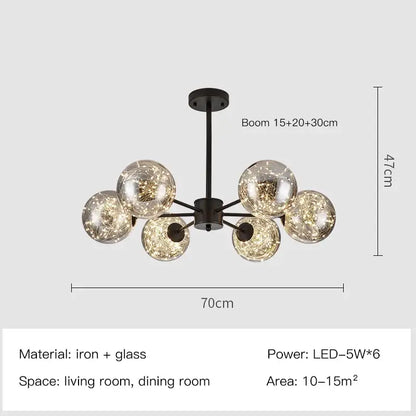 Modern gold star glass pendant light dining room chandelier