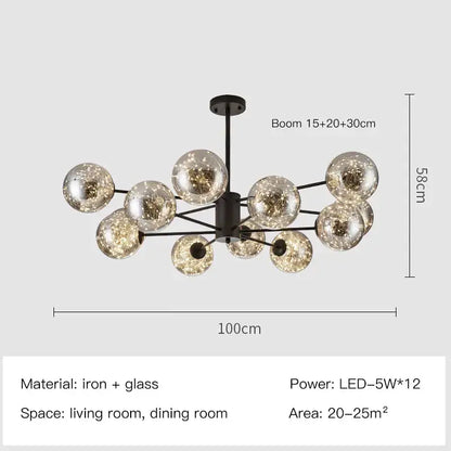 Modern gold star glass pendant light dining room chandelier