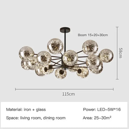 Modern gold star glass pendant light dining room chandelier